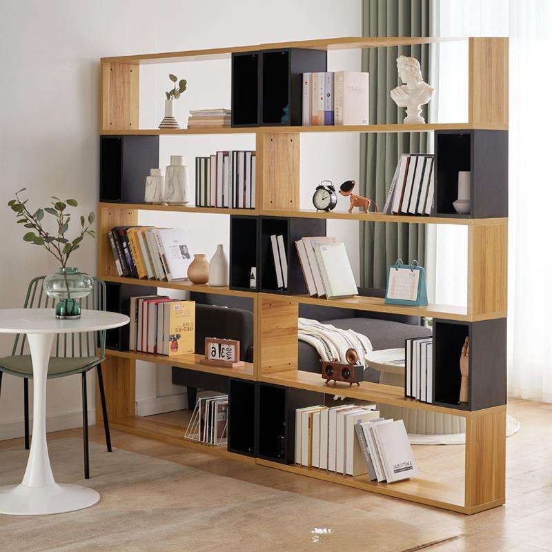 简约书架隔断柜双面创意书柜一体整墙办公室客厅组合架开放军之军