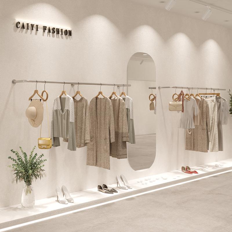 女装店货架展示架上墙壁挂式不锈钢挂衣架服装店专用陈列架童装架