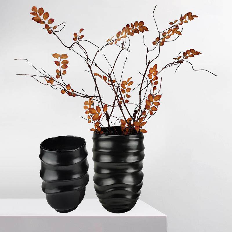 简约花器摆件现代客厅设计师样板间家装饰品陶瓷创意白色插花花瓶