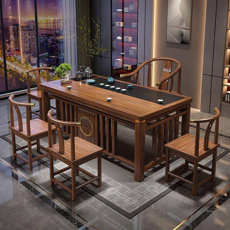 茶桌茶盘一体实木椅组合新中式茶台办公室家用茶具套装功夫泡茶台