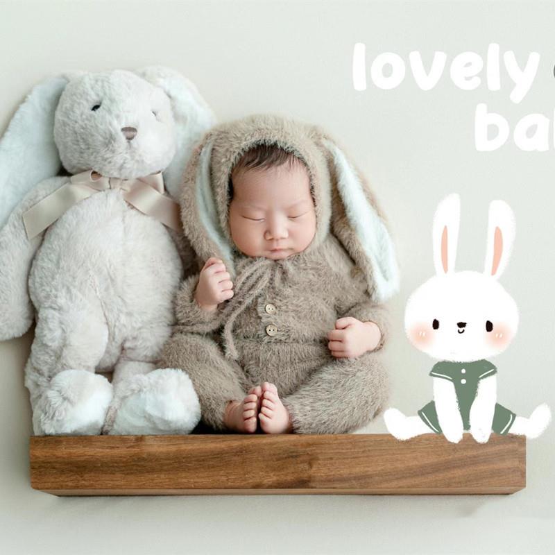 儿童摄影道具原木影楼拍照相百天新生儿长板满月做旧婴儿拍照长凳