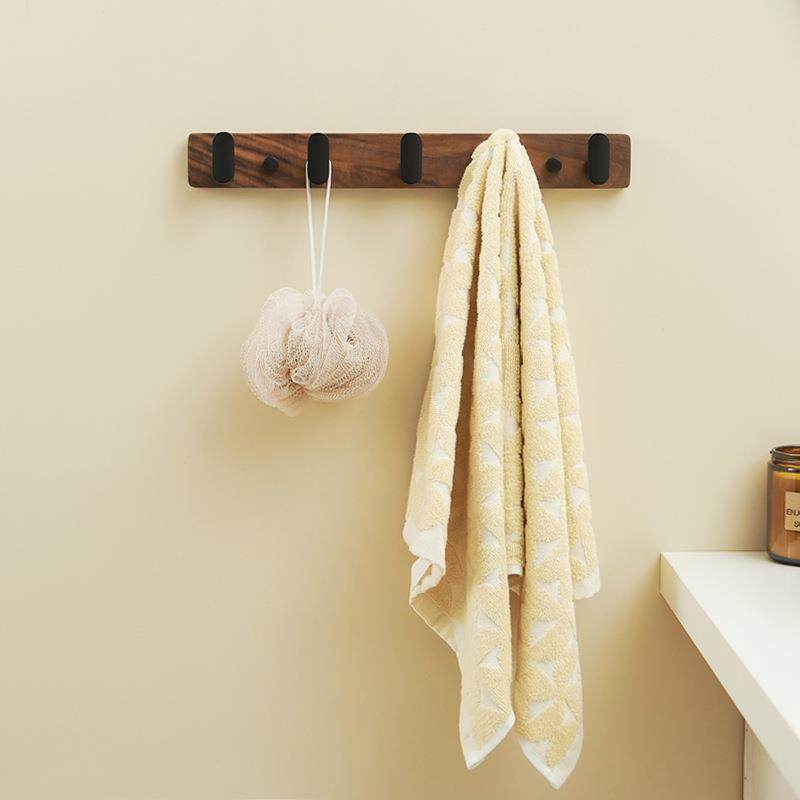 胡桃木挂衣服架墙上壁挂玄关挂衣钩洗手间毛巾衣帽挂钩免打孔安装