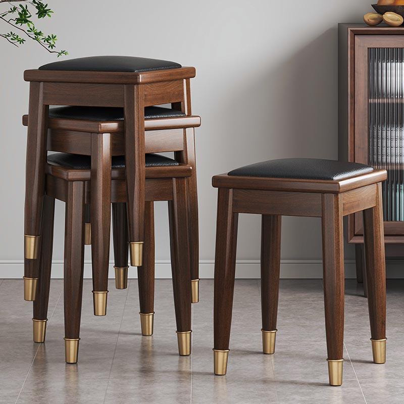 实木凳子家用可叠放方凳客厅餐桌凳高板凳简约现代木板凳矮凳餐凳