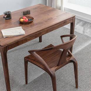 北美黑胡桃木椅餐椅北欧轻奢椅全卯榫靠背椅现代简约实木家用餐椅