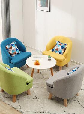 实木懒人沙发小户型北欧简约卧室网红单人休闲椅阳台布艺迷智高圆