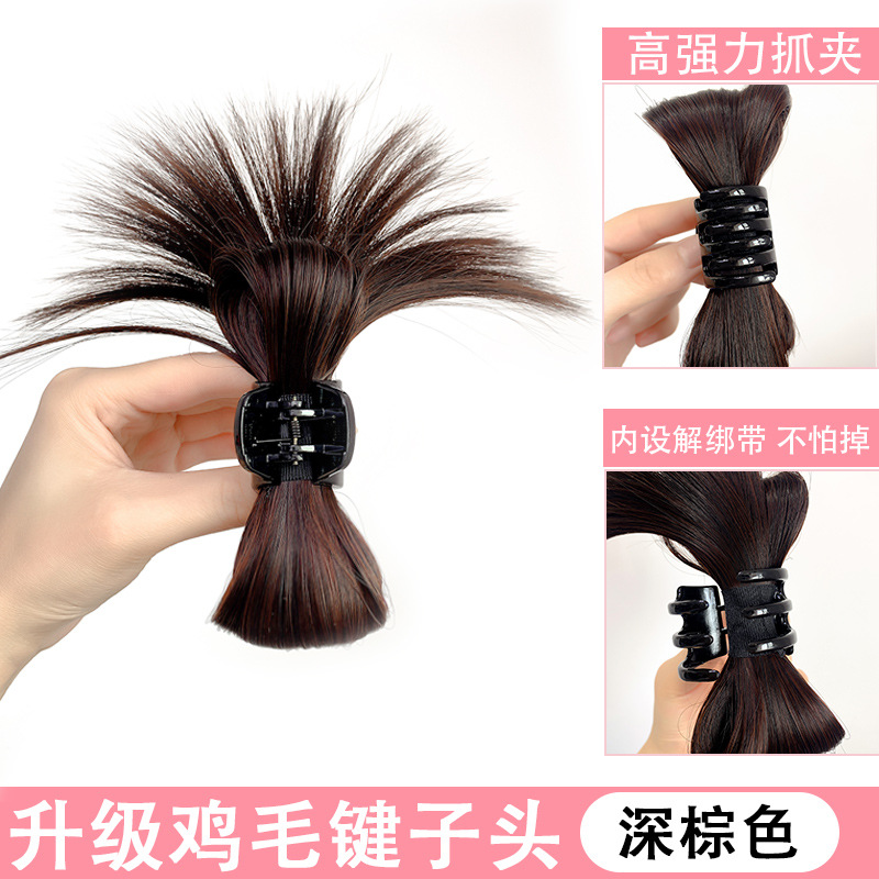 懒人鸡毛毽子假发抓夹女后脑勺显发量半扎发夹小号鲨鱼夹头饰发夹