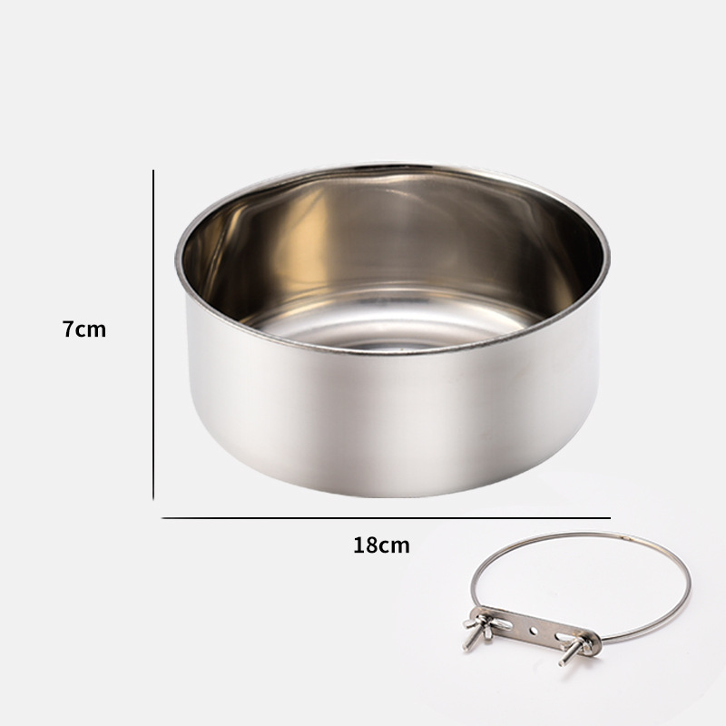 宠物碗用品不锈钢狗碗狗笼悬挂固定式狗盆猫食盆浅杯或深杯18厘米