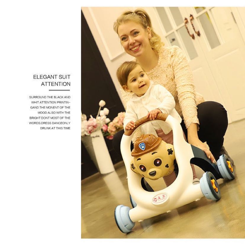 婴儿学步车推车助步车9-18个月宝宝手推学步车可调速音乐灯光