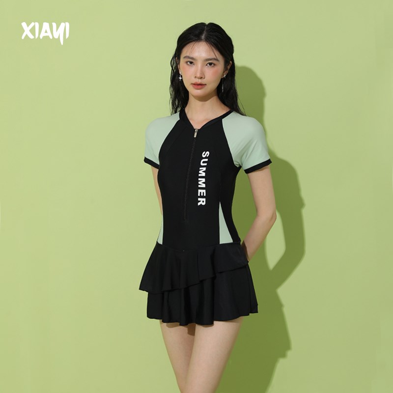 泳衣女2024新款爆款保守遮肚显瘦大码微胖学生高级感运动温泉泳装