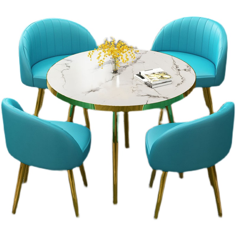 轻奢洽谈会客桌椅商务接待会议桌椅组合现代办公室休息区小圆桌子