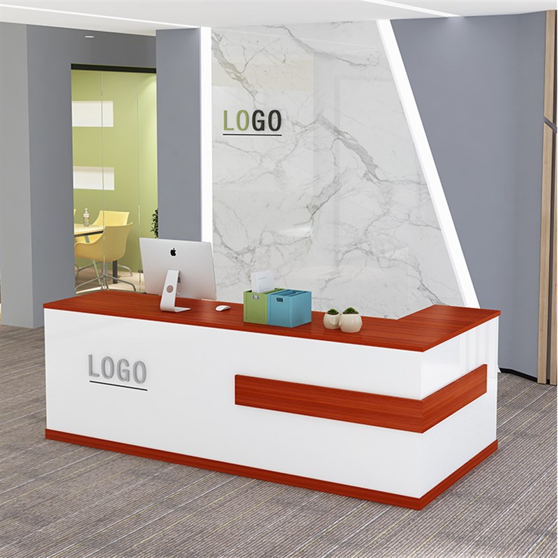 转角烤漆前台桌公司接待台现代简约培训吧台商用柜台奶茶店收银台