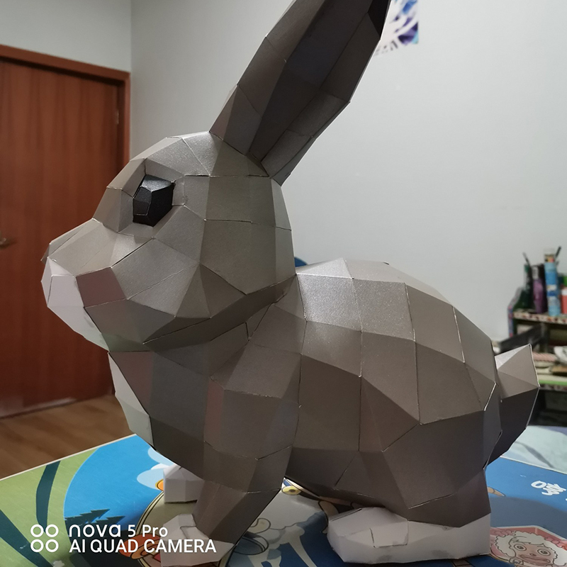 可爱兔子 几何折纸3D立体纸模型纸雕刻立体构成DIY手工创意摆件