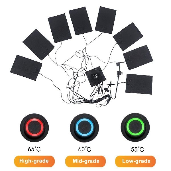 Camping Carbon Fiber Heating Film 3 Gears USB Electric