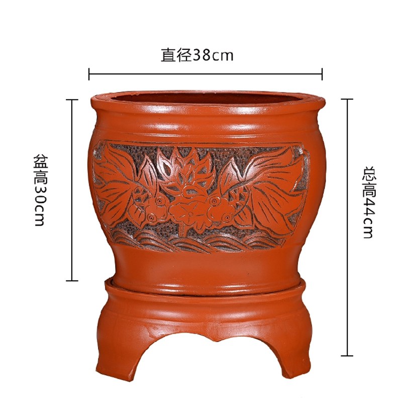 特大圆形紫砂花盆景盆花卉绿植陶瓷榕树盆发财树铁树福树大型盆景