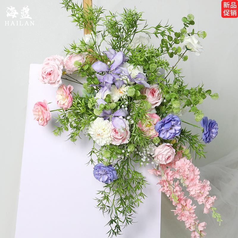 莫奈风门头仿真花咖啡店花店店门口橱窗开业花艺装饰成品布置美化