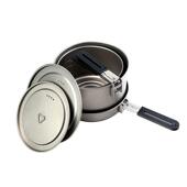 煎锅煮锅三件套纯钛便携野营煮面煮饭煎盘煎锅2 4人用野外炊具