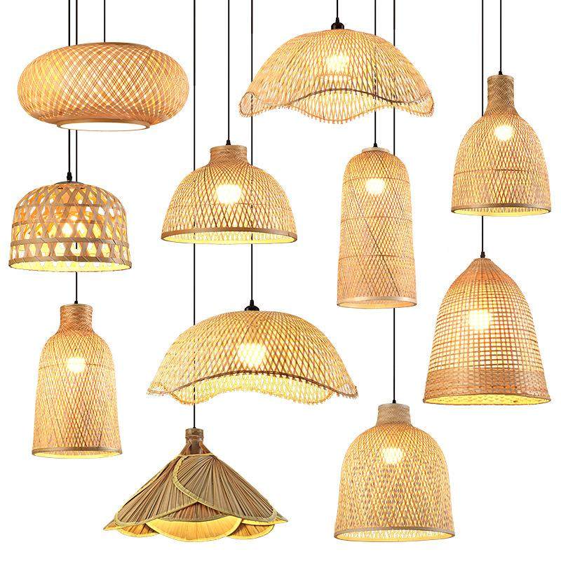 竹编吊灯新中式灯饰藤编禅意茶室餐饮灯日式竹艺灯笼茶楼仿古灯罩,家装灯饰光源,智能吊灯,淘宝优惠券,粉丝福利购,淘宝优惠卷