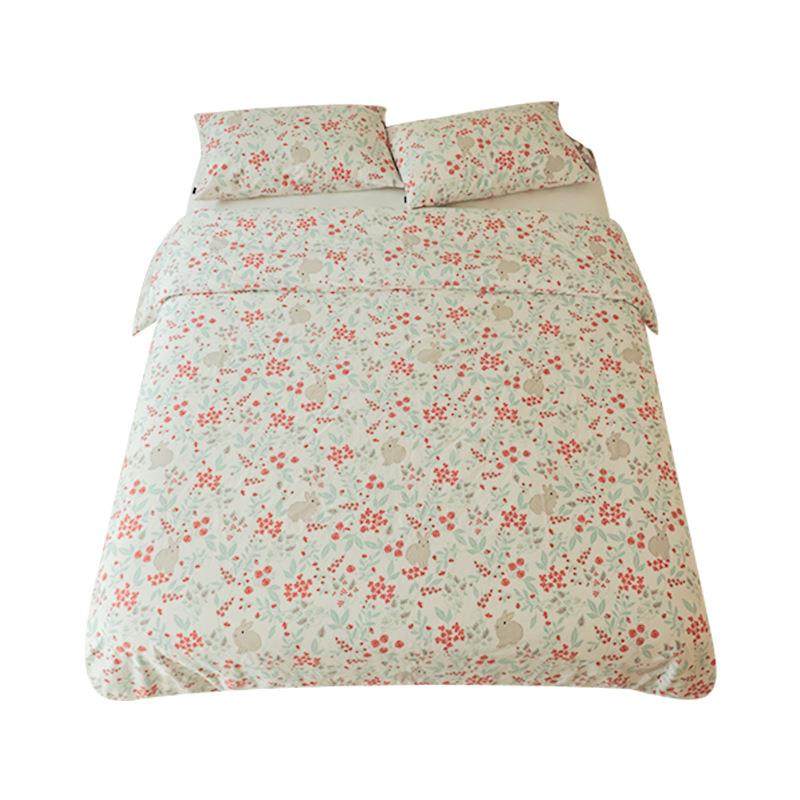 花野兔|原创兔年插画兔子纯棉斜纹三四件套单人宿舍1.5m全棉,床上用品,床品套件/四件套/多件套,淘宝优惠券,粉丝福利购,淘宝优惠卷