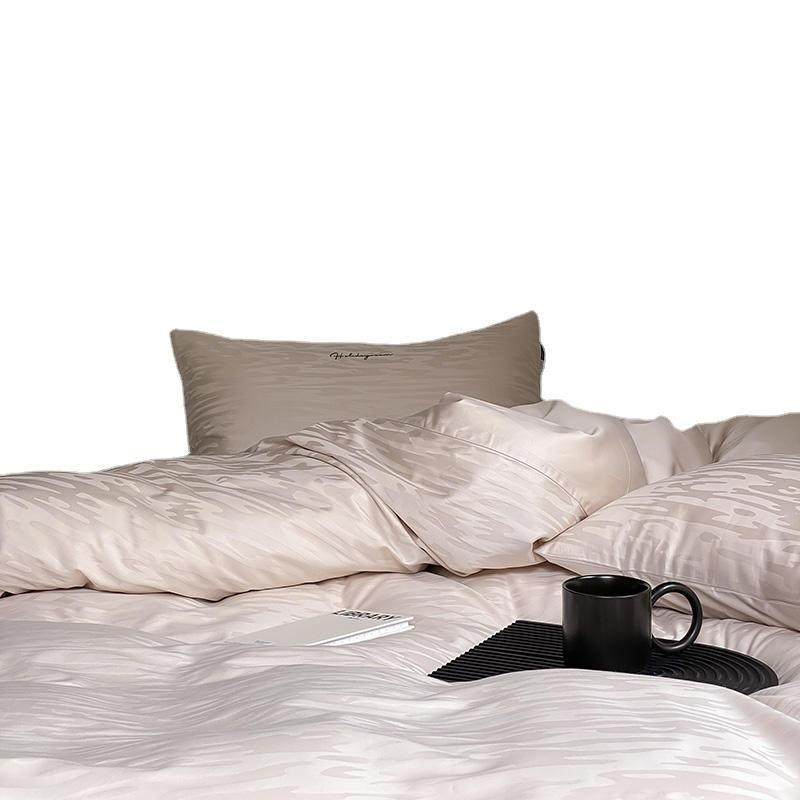 冰川与海｜轻奢100S床上四件套提花贡缎长绒棉被套用品床笠款