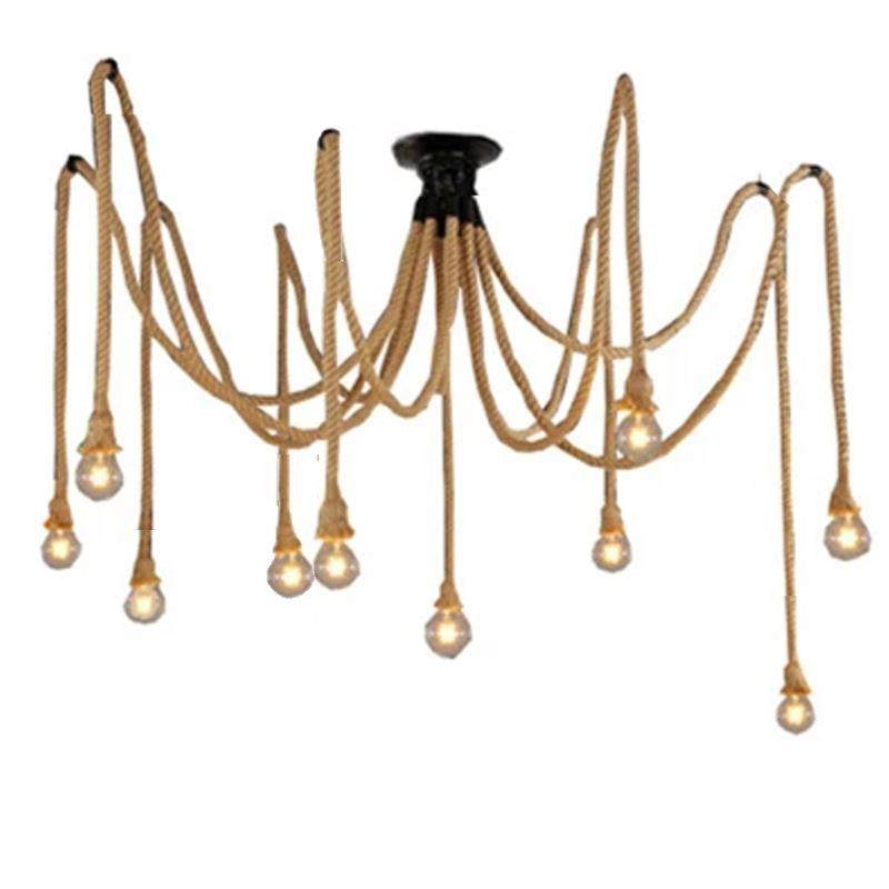 美式复古麻绳吊灯服装店创意艺术装饰灯咖啡餐厅天女散花蜘蛛灯具,家装灯饰光源,智能吊灯,淘宝优惠券,粉丝福利购,淘宝优惠卷