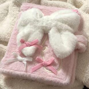 粉色少女心蝴蝶结a5毛绒活页卡册三寸少女拍立得追星小卡收纳相册