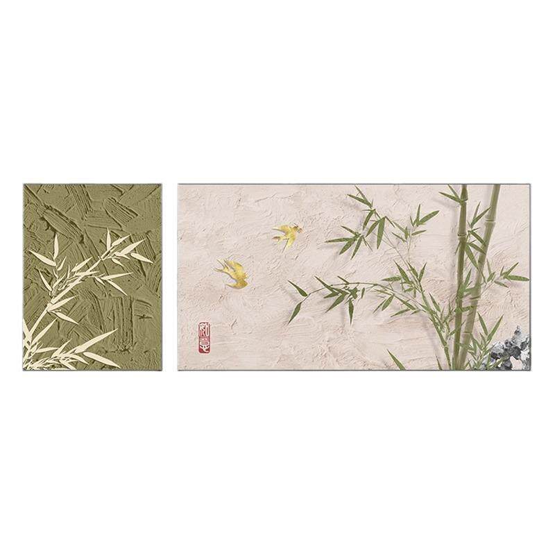 新中式竹报平安客厅装饰画绿色沙发背景墙壁画高级感禅意茶室挂画
