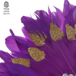 紫色羽毛扇子金粉羽毛道具手工出口产品热卖爆款可