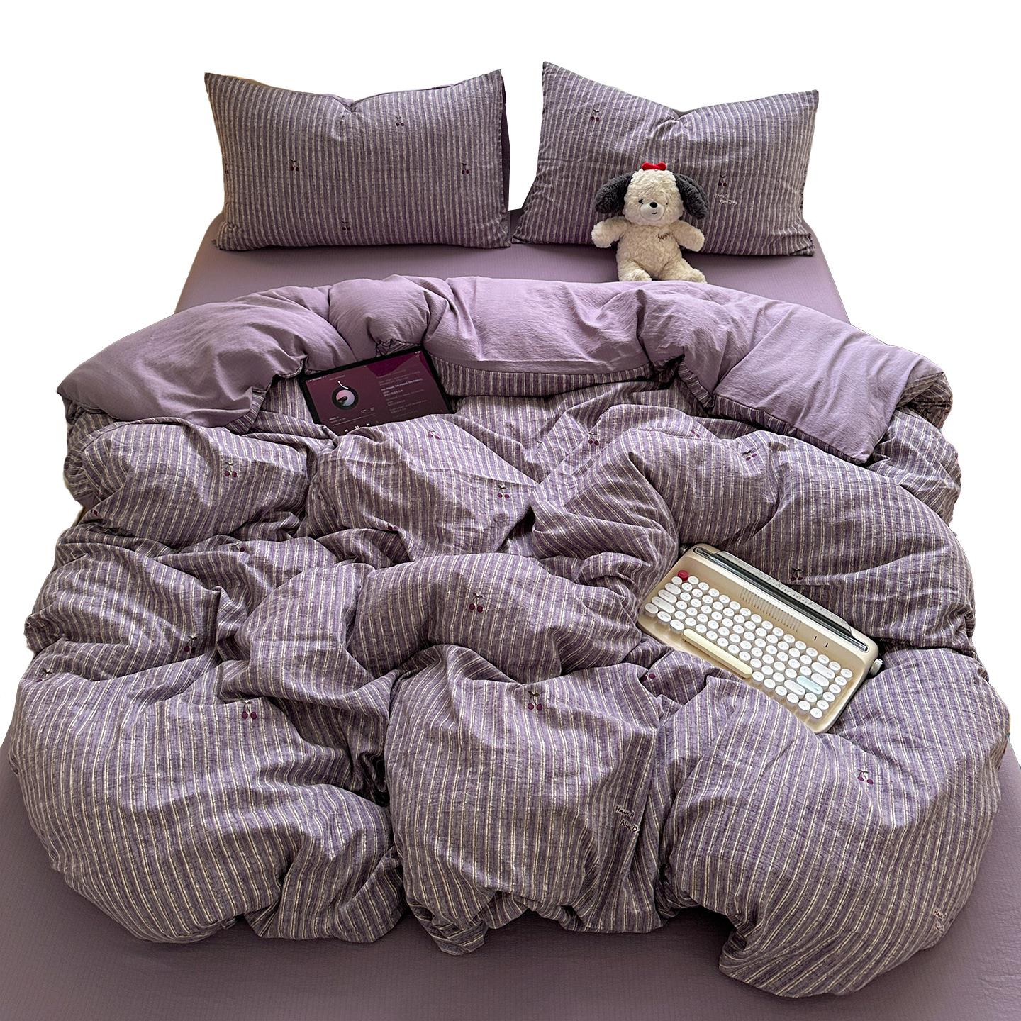 柔软云感层纱花北欧床件包4套SM404650日式印双床笠床单三四件套