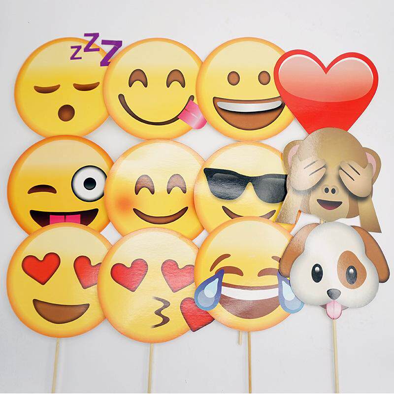 12件套笑脸表情拍照道具emoji表情生日派对 毕业照气球布置摄影