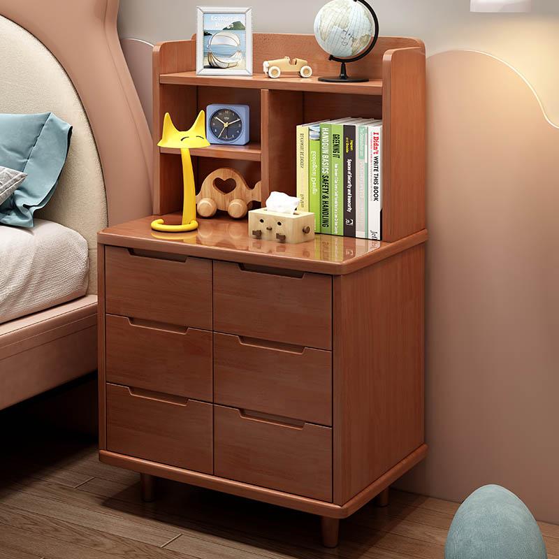 实木小型床头柜现代简约床边柜书架储物收纳柜卧室实木落地床头柜