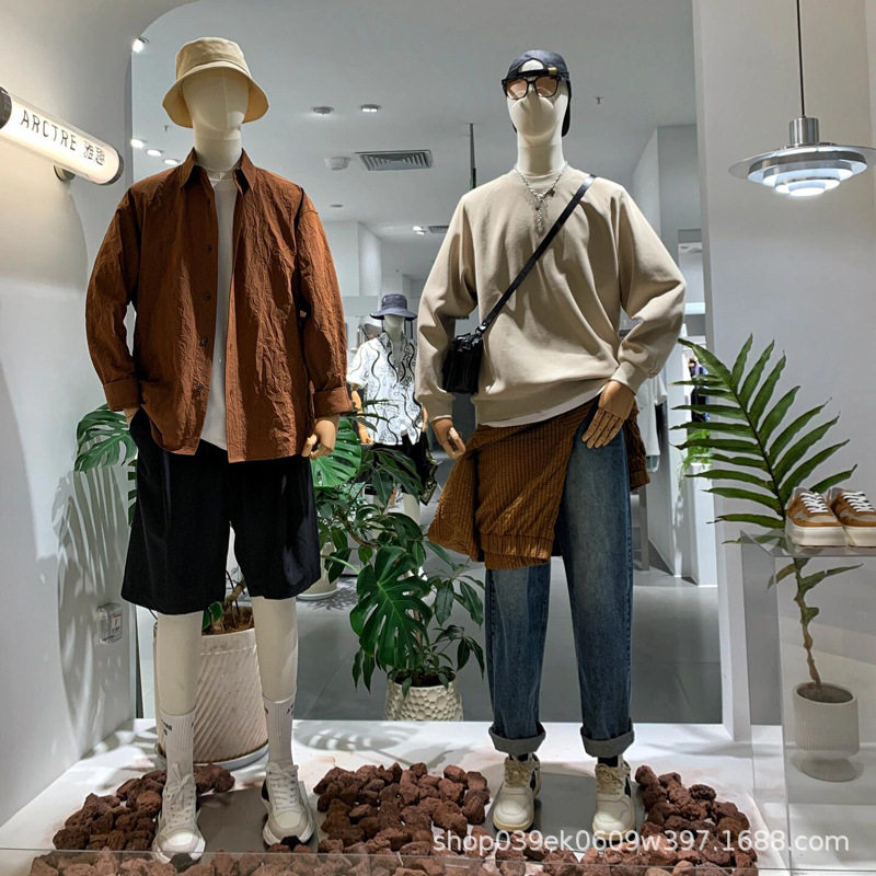 服装店男模特道具展示架半身橱窗人台陈列架全身包布男女服装模特