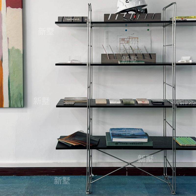 中古书架置物架不锈钢收纳架客厅墙边落地式摆件多层板展示陈列架