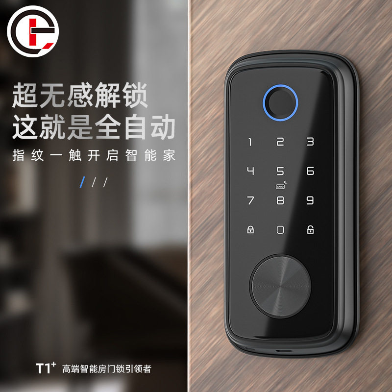 跨境密码门锁指纹锁呆锁木门指纹刷卡电子密码智能锁涂鸦通通闭锁
