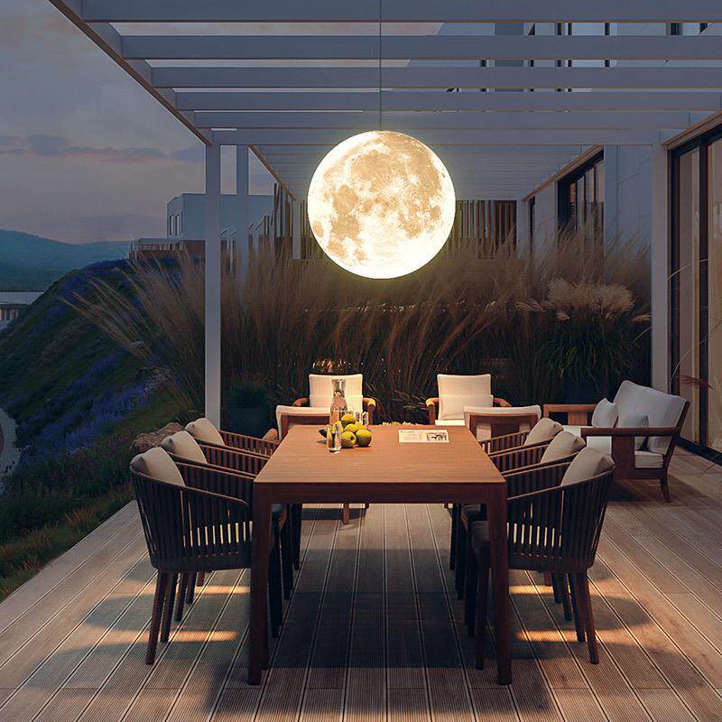 月球吊灯北欧星球灯现代简约儿童房书房餐厅灯具户外月亮吊灯