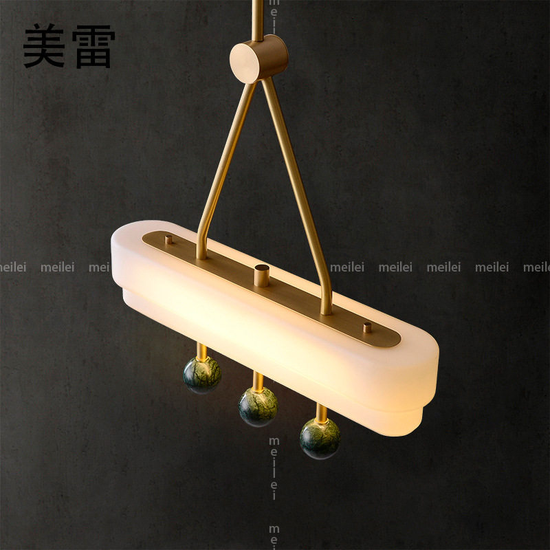 北欧后现代创意大理石装饰餐厅吧台书桌设计师书房轻奢黄铜吊灯