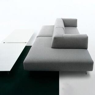 北欧轻奢布艺双面沙发设计师软装工作室接待商场休闲区背对背沙发