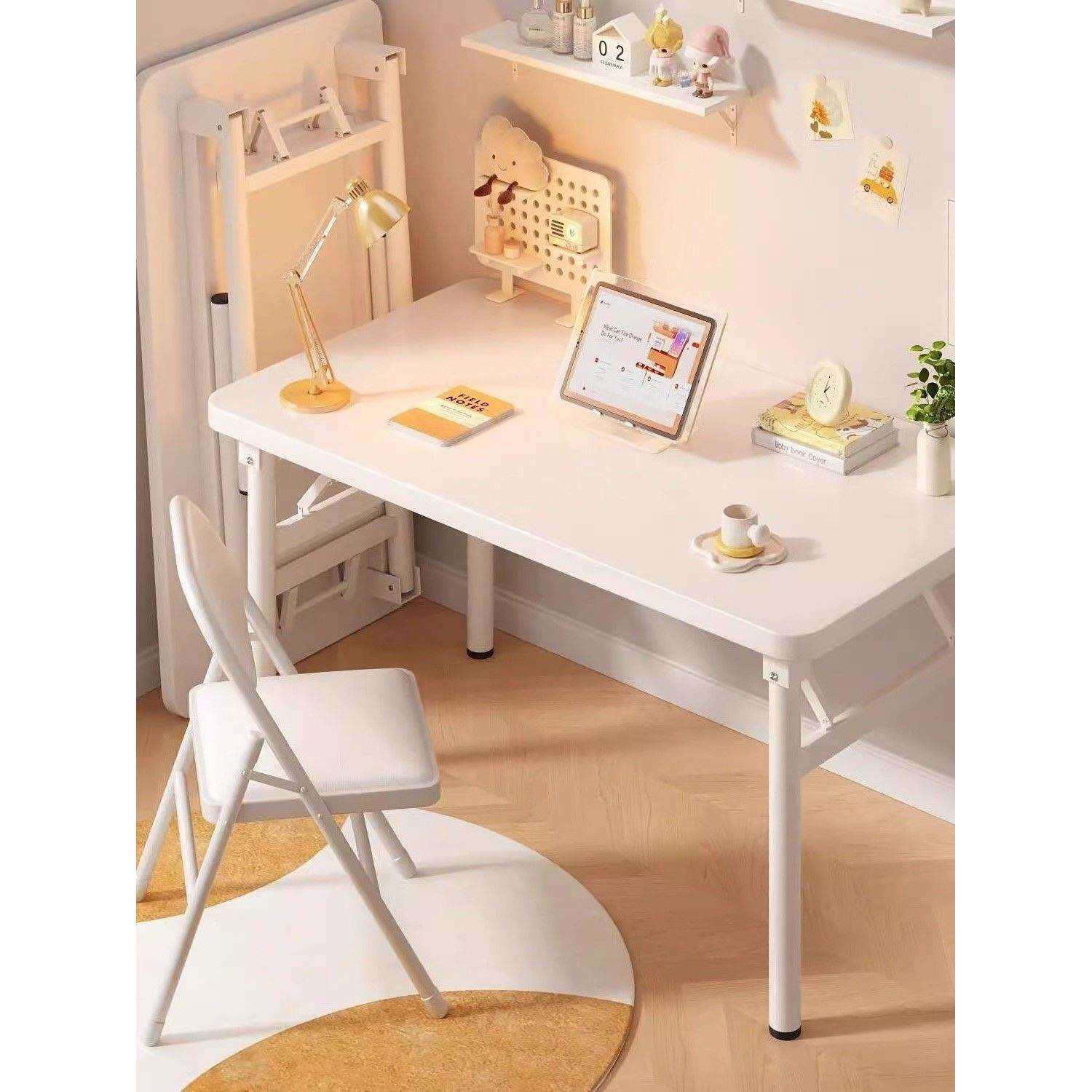 可折叠简易电脑桌椅套装小型卧室家用学生书桌写字桌办公桌长方形