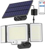 太阳能感应壁灯328LED分离太阳板安防车库感应壁灯