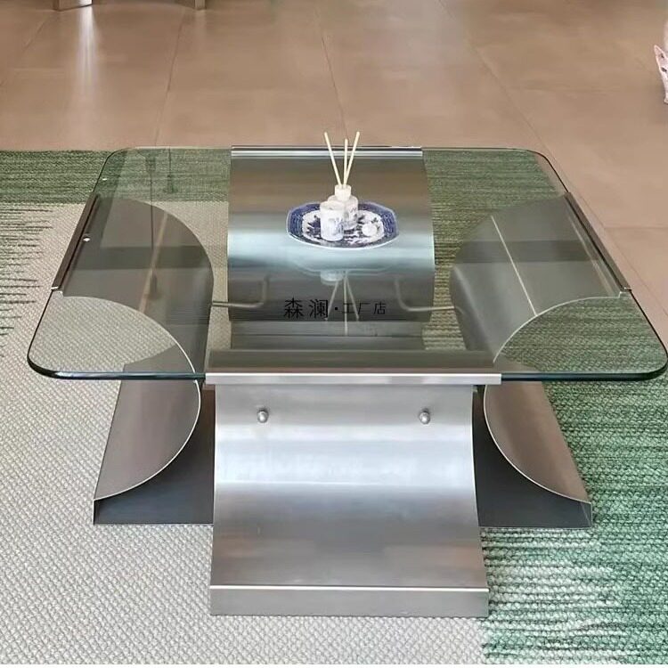 不锈钢个性创意茶几桌北欧轻奢方形咖啡桌客厅摆放极简边几角几桌