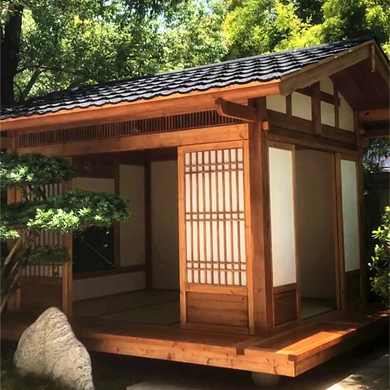 仿古中式青瓦木屋庭院凉亭