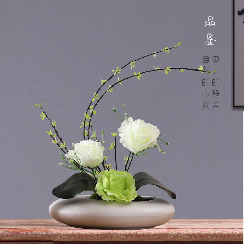 仿真花玫瑰花艺套装摆件简约家居客厅电视柜创意装饰假花绢花摆设