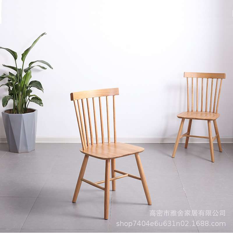 北欧实木餐椅现代简约家用椅子白橡木温莎椅餐厅餐凳子原木餐桌椅