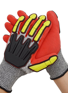 厂家现货黑色丁晴浸胶防撞耐油防砸石油矿业防护手套骑行耐磨TPR