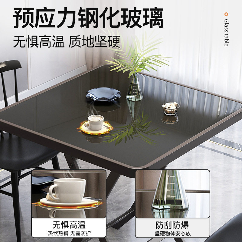 简易钢化玻璃折叠餐桌出租屋用