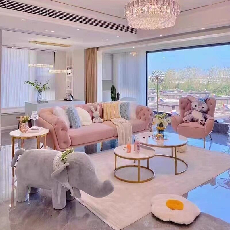轻奢设计师布艺三人位沙发