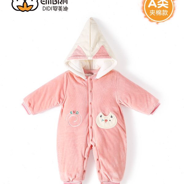 宝宝冬装夹棉加厚保暖冬款灯芯绒连体衣服婴儿童男童女童冬季棉服