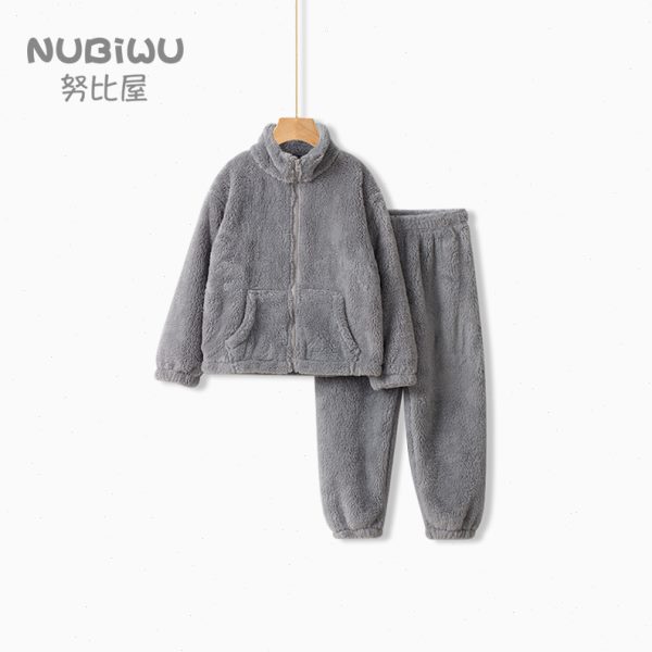 儿童睡衣女童珊瑚绒春秋季套装亲子新款女孩秋装男童法兰绒家居服