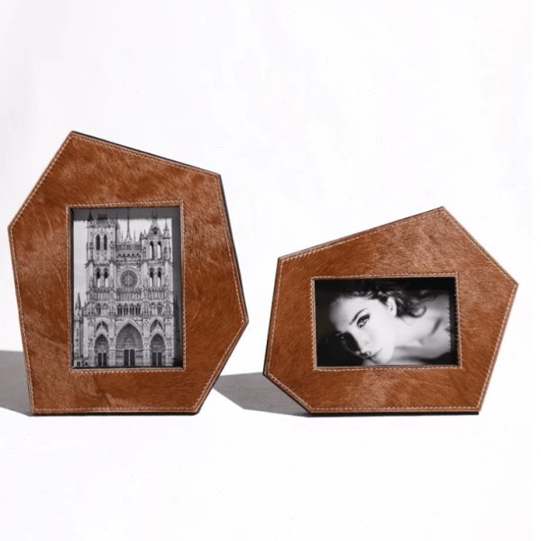 现代简约创意皮质相框相架样板房售楼处桌面书架办公室摆台饰品