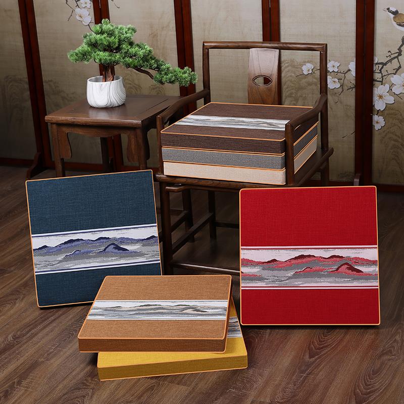 A6L中式红木沙发坐垫椅子办公室久坐乳胶餐椅茶椅座椅垫子凳子垫