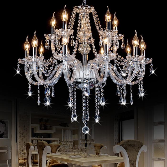 15头清光透明水晶吊灯蜡烛吊灯客厅灯卧室灯餐厅灯楼梯灯酒店工程